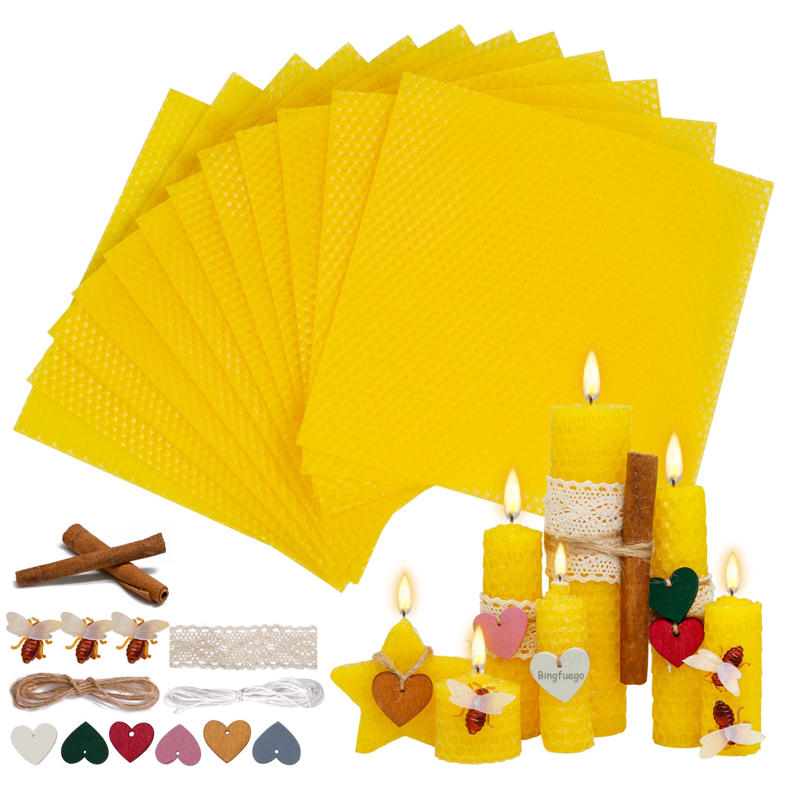 Beginner DIY Beeswax Sheet Candle Making Kit with Cotton Wick
